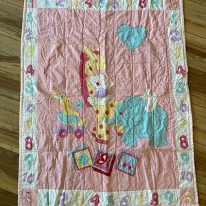 Pink Vintage Baby Animal Quilt